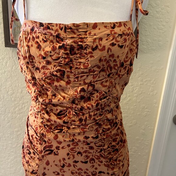 Free People Rust & Tan Floral Slip Dress - Picture 2 of 8
